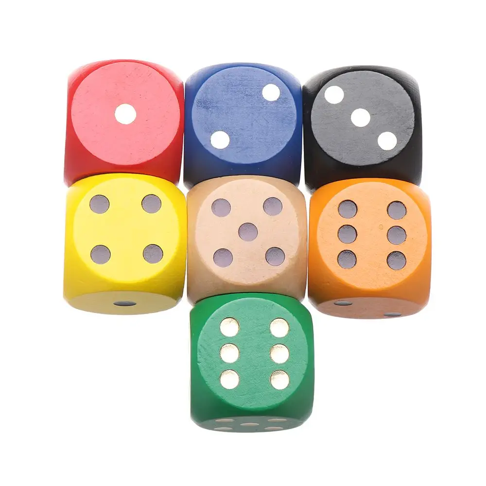 

5cm 1pc Kid Puzzle Toys Party Camping Entertainment items Solid Wood Point Round Sieve Wooden Dice Big Color Dice Chess Props