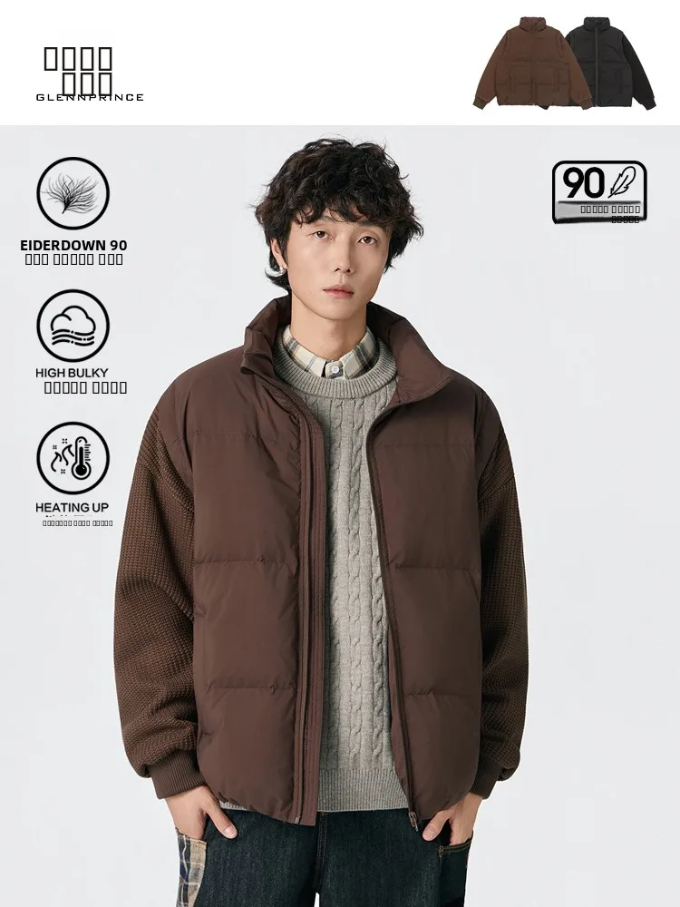 

GPstudio Модная брендовая мужская зимняя куртка с отстегивающимися вставками из пуха (90% белый пух), воротником-стойкой, больших размеров, дизайнерская верхняя одежда