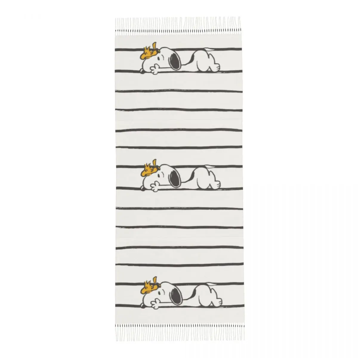 Custom Large Snoopy & Woodstock Smile Giggle Laugh Scarves Winter Fall Soft Warm Tassel Shawl Wraps Cartoon Comic Dog Scarf