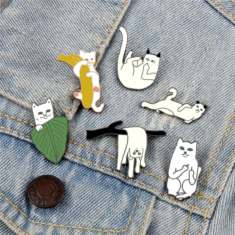 Broches creativos y divertidos de la serie de gatos para niños, alfileres de esmalte para gatitos, regalo de joyería para niños, mochila, insignia de solapa de mezclilla, accesorios