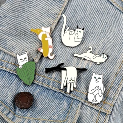 Cute Cats Series Brooches Creative Funny Kitten Enamel Pins Jewelry Gift for Kids Friends Backpack Denim Lapel Badge Accessories