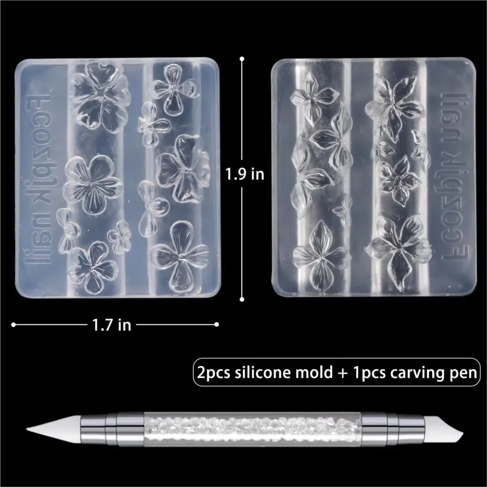 الإبداعية 3 قطعة/المجموعة 3D مسمار العفن نحت قالب DIY الأظافر الراتنج قوالب الأشعة فوق البنفسجية الراتنج هاواي الكركديه الزهور العفن
