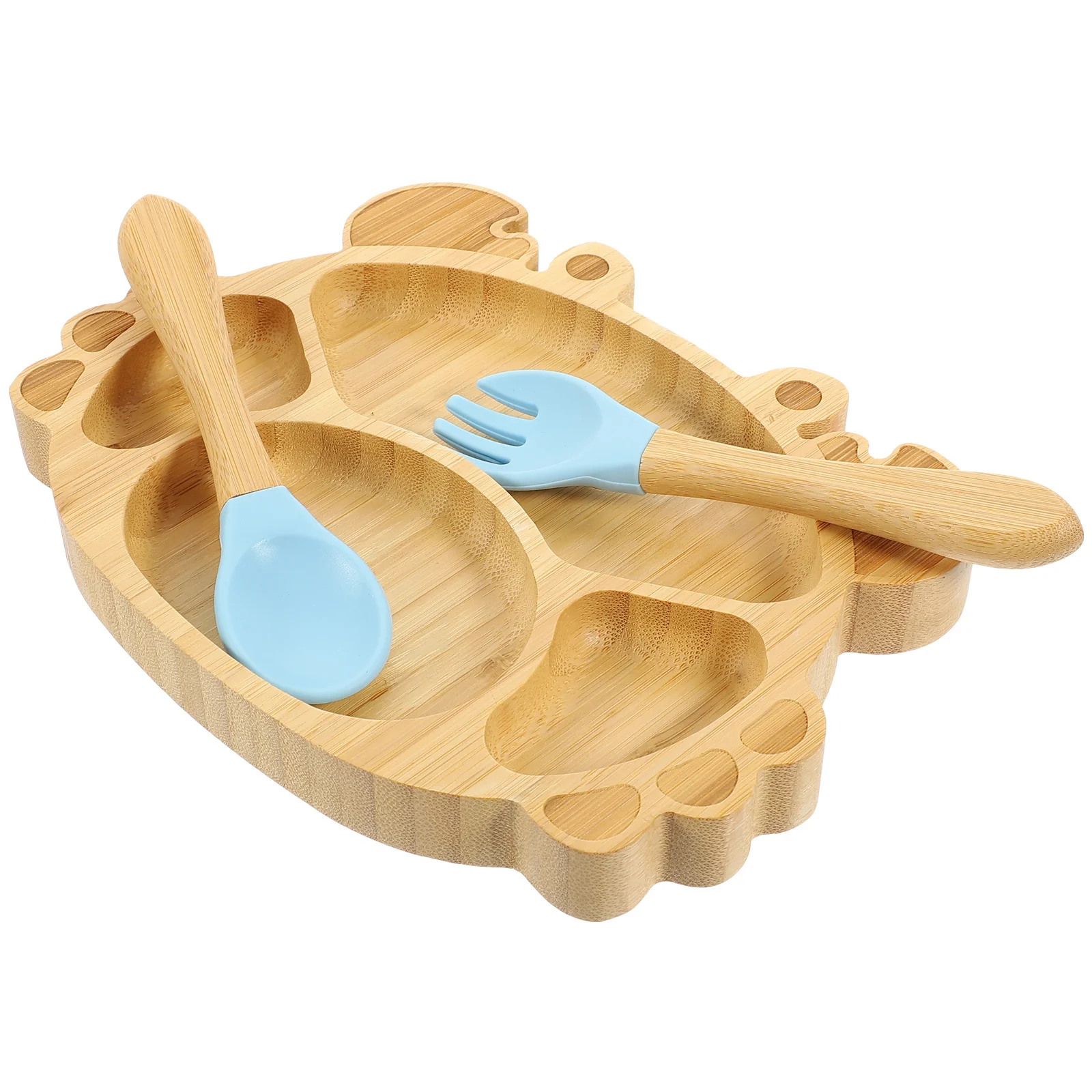 

1 комплект, детские бамбуковые тарелки на присоске, набор тарелок для малышей, разделенные милые тарелки, принадлежности для кормления, ложка, вилка, детский набор тарелок для малышей