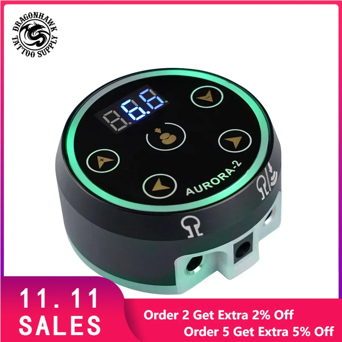 Aurora-2 Tattoo Power Supply Professional Daul Mode Switching Mini Touchpad LED Display with Adaptor for Tattoo Supplies