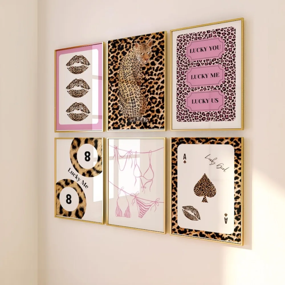 Arte de pared de galería de Pantera Rosa sin marco, decoración de dormitorio de estudiantes preparatoria, descarga Digital, decoración artística de pared del dormitorio de la sala de estar