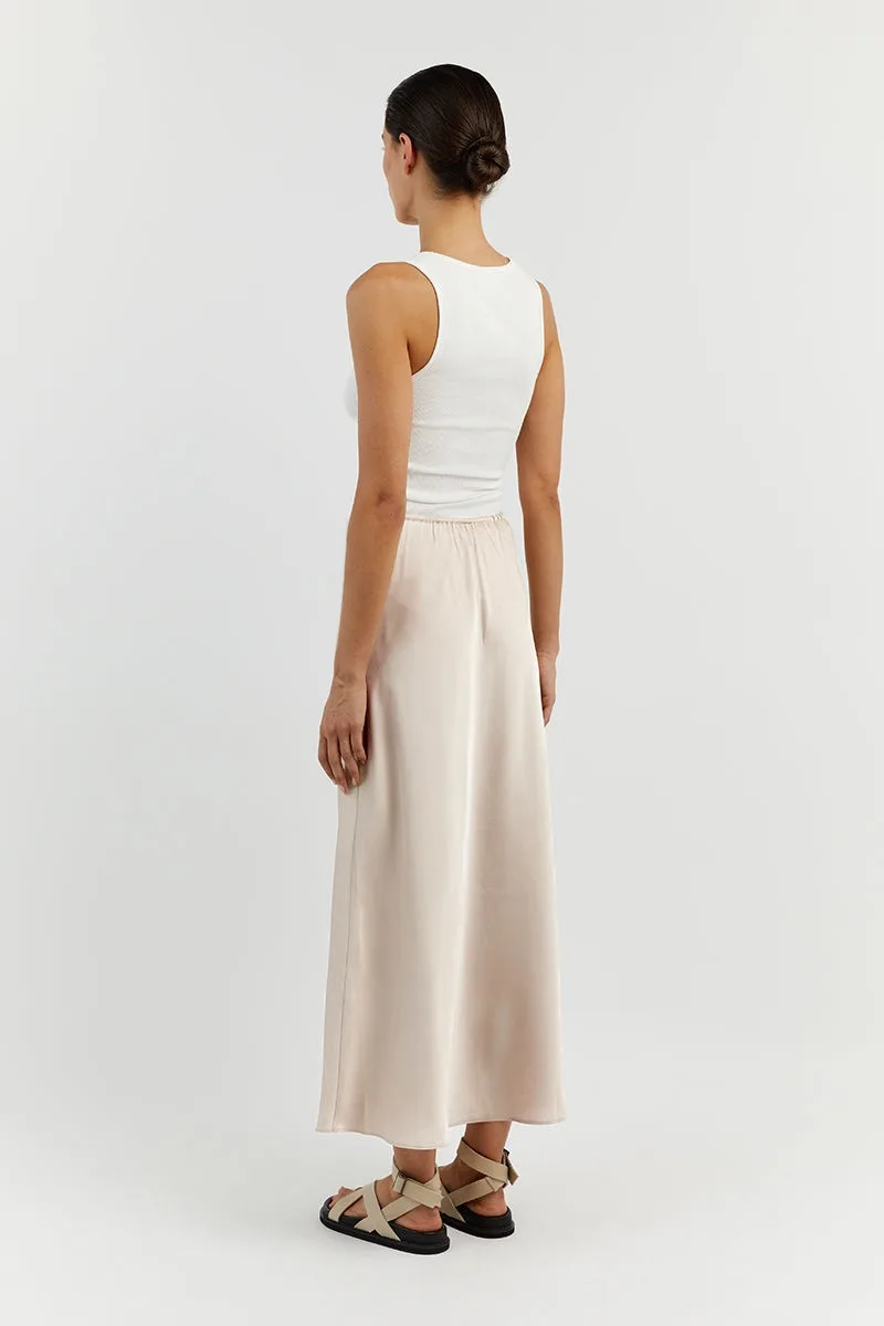 2026 Spring Summer Solid Color Satin Long Skirt For Women High Waist Lace-Up Fashion Elegant Faldas Light Luxury Women's Skirt