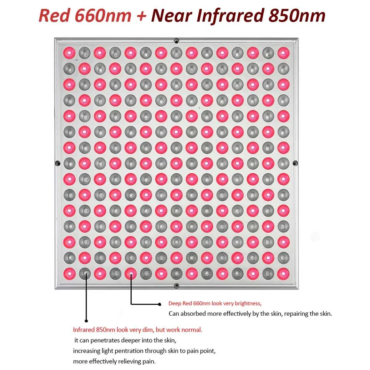 850nm 45W Red Led Light Therapy Infrared Anti Aging Therapy Light 225 LED for Full Body Skin Pain Relief Red LED Grow Light