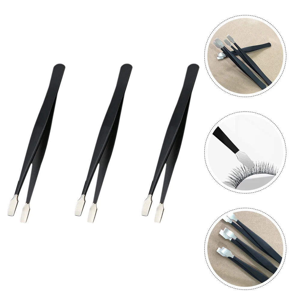 

3Pcs Stamp Tweezers Stainless Steel Eyelash Applicator Tweezers for Precision Crafting Jewelry False Eyelashes