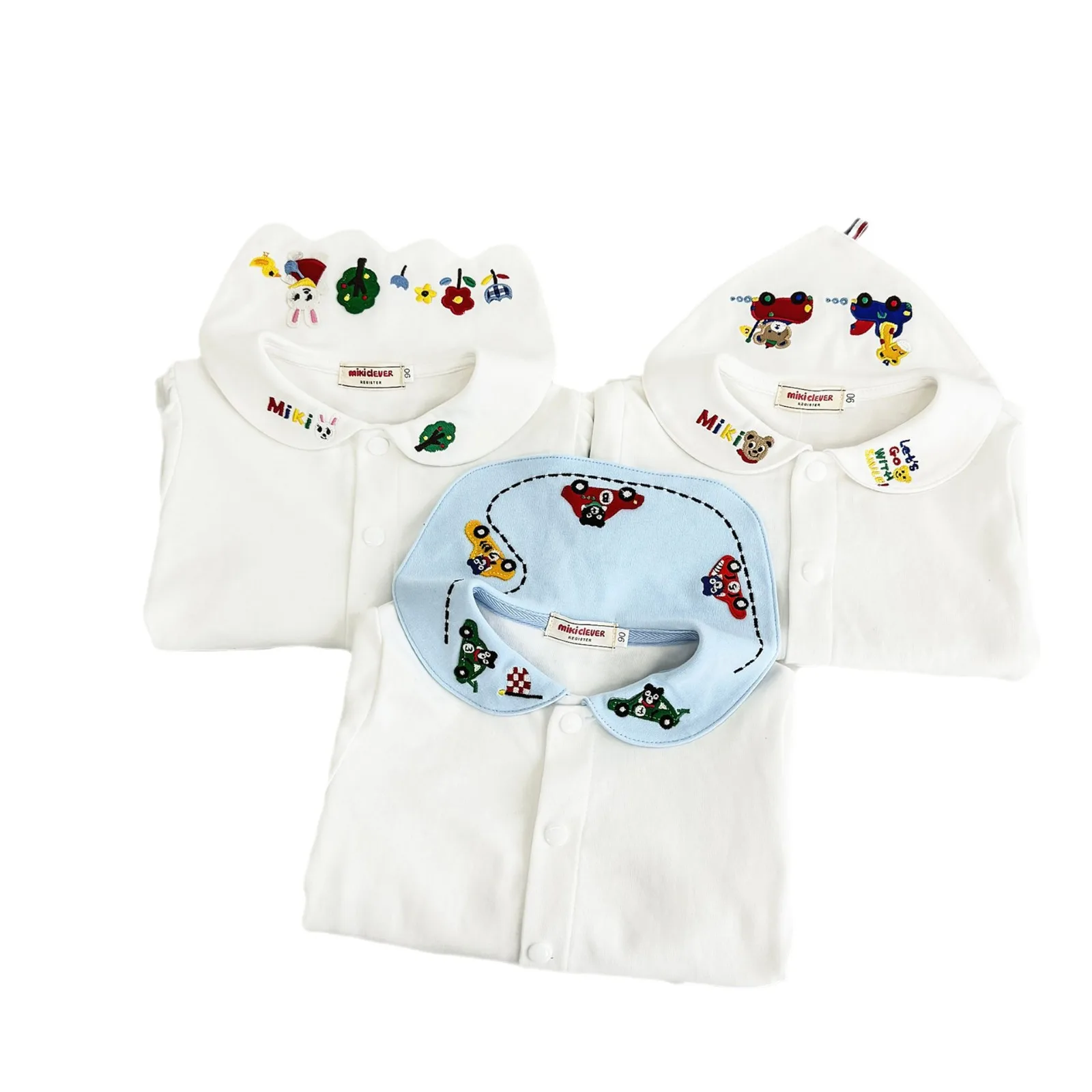 Japonais 2025 automne nouveau polyvalent mignon vêtements pour enfants couleur unie chemise douce pour garçons et filles dessin animé col de voiture intérieur T
