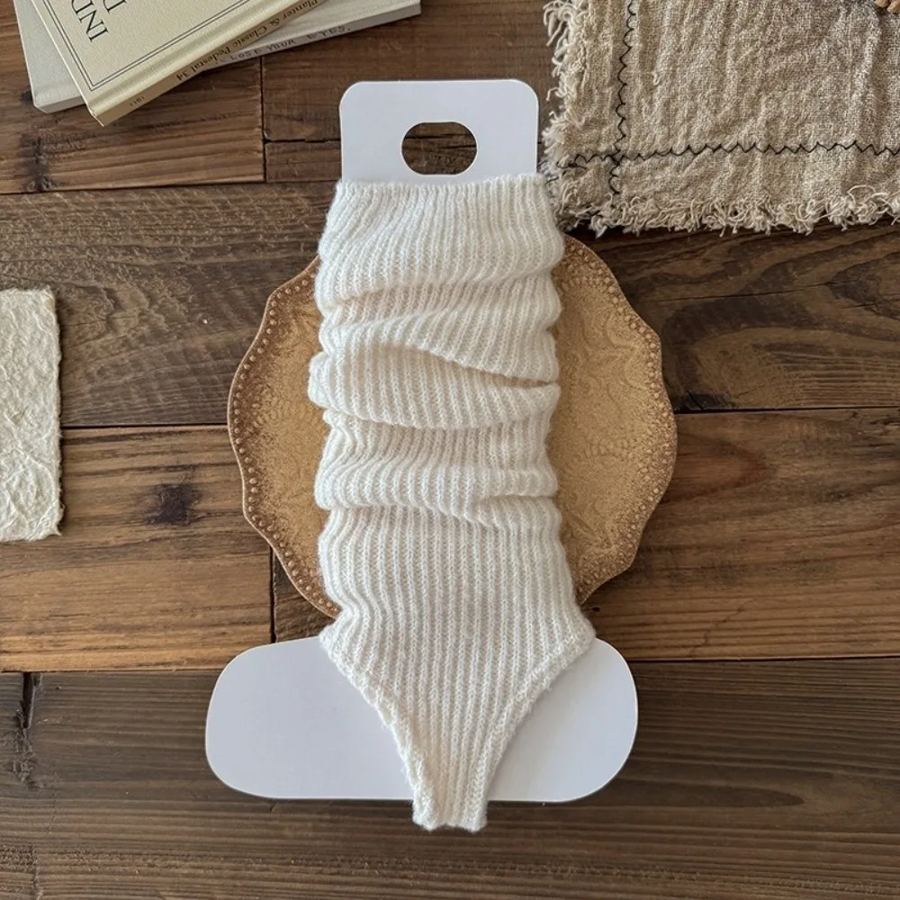 

New Solid Color Leg Warmers Lamb Fleece Bow Harajuku Middle Tube Socks Thickened Pile Sock Women