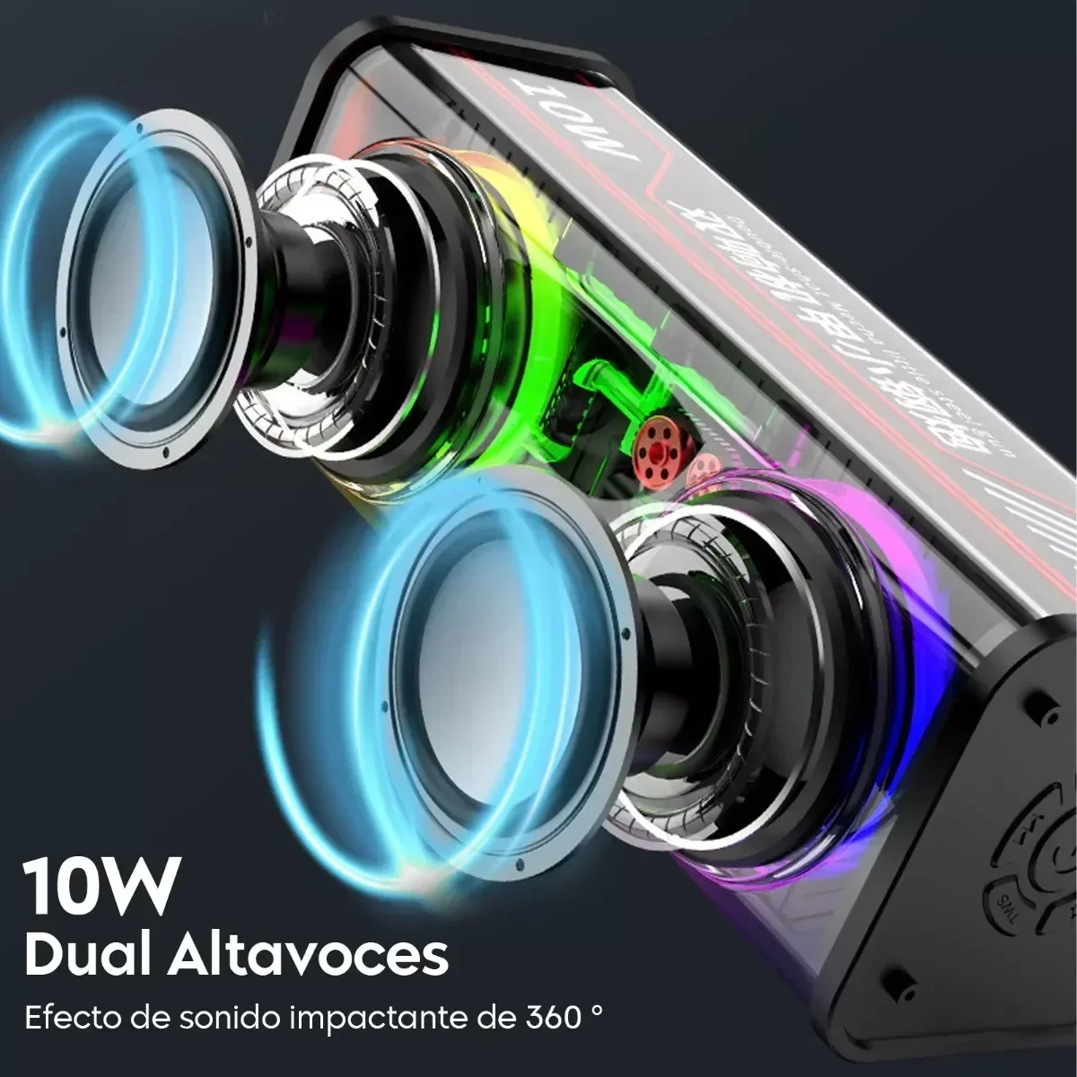 Punk Style Dual Speakers Transparent Mechanical Wireless Bluetooth 5.3 Speakers LED TWS Bass Diaphragm Sound Soundbar