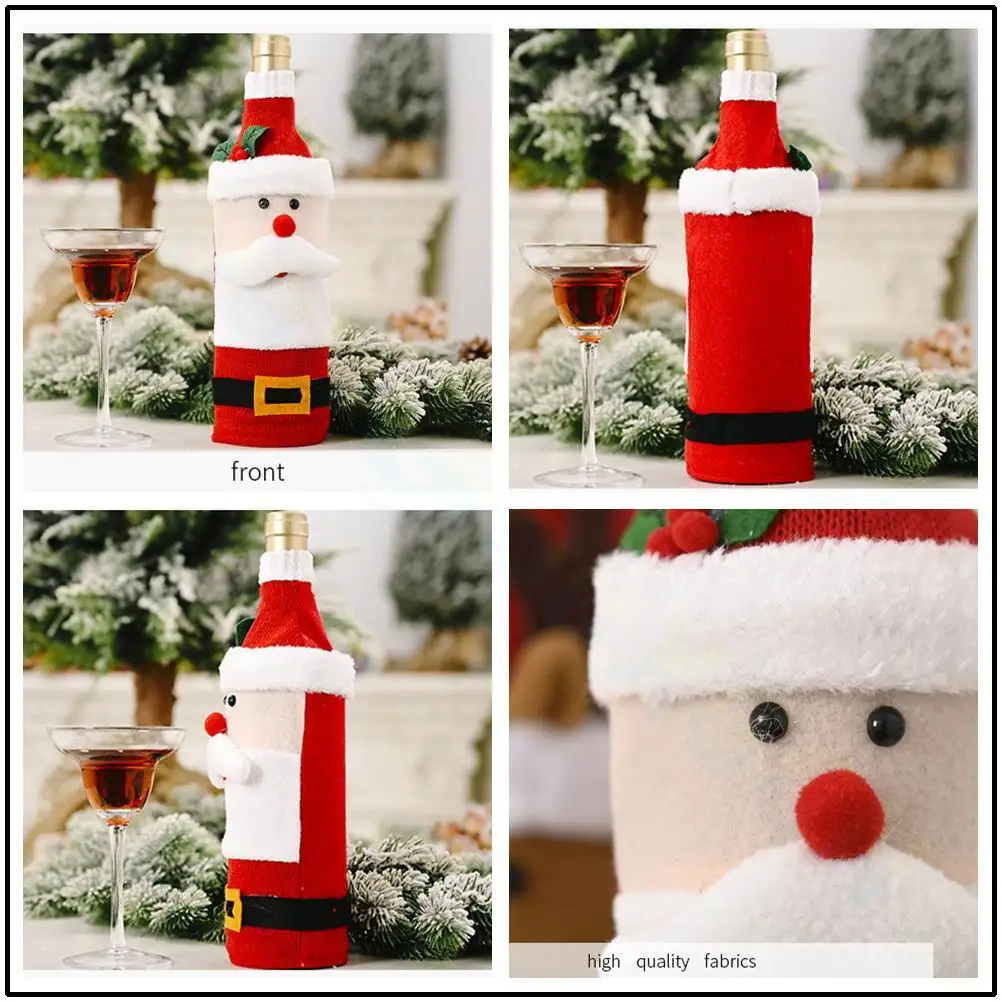 Christmas Snowman Wine Bottle Cover Set Santa Claus Bottle Sweater Snowman Xmas Home Party Ornament Table Decoration