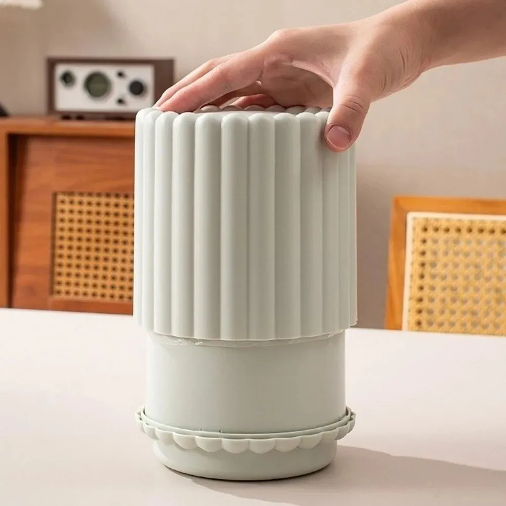 Press Open Lid Desktop Trash Can Non-slip Plastic Garbage Bin Large Opening Sunflower Shape Storage Bucket For Home Office