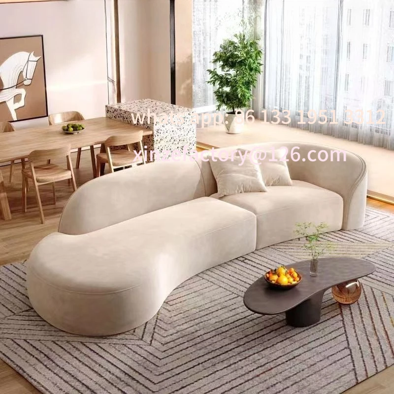 

Customizable fabric sofa modern cream style living room furniture combination sofa curved apartment hotel small apartment lazy