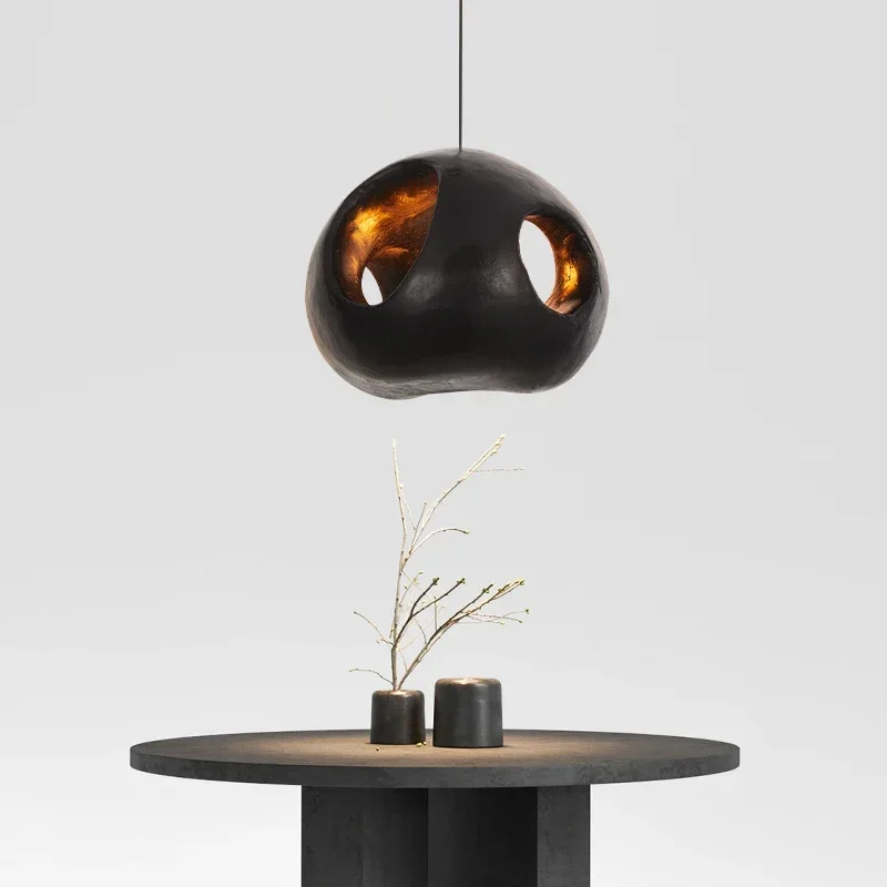 Imagem -04 - Modern Wabi Sabi Led Pendant Lamp Lustre Minimalista Preto Creative Home Decor Light Sala de Jantar Cozinha Quarto Designer