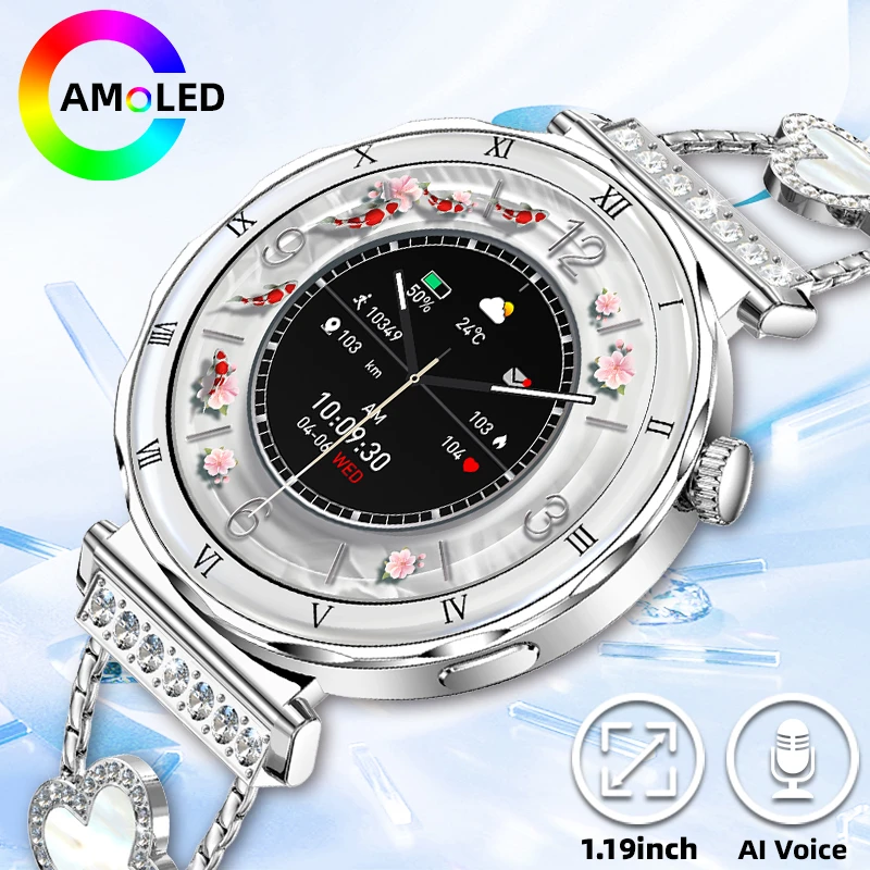 

LIGE новые роскошные умные часы для женщин 390*390 AMOLED экран монитор здоровья индивидуальные часы лицо Bluetooth вызов спортивные умные часы женские