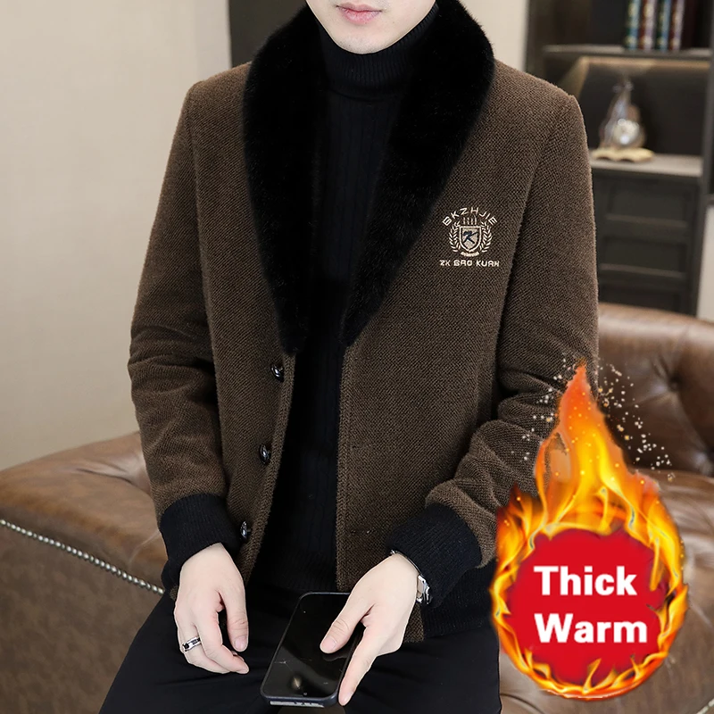 

Однотонные утолщенные теплые куртки в британском стиле, мужская одежда, повседневные пальто, ветровка, осень-зима, мужское твидовое пальто, шерстяное пальто