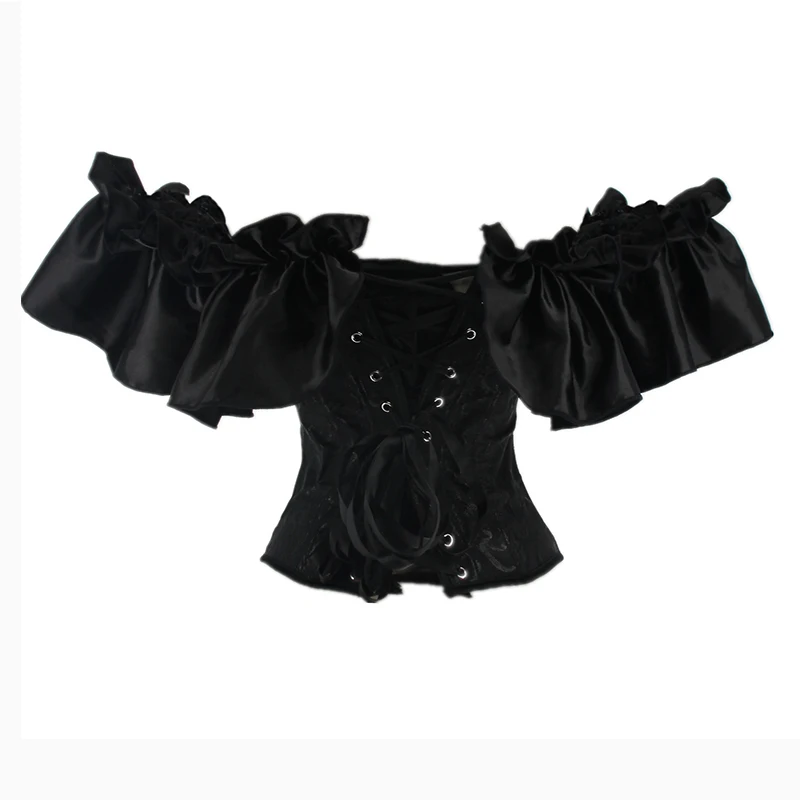 Becirzet Overbust Corset Vintage Party Bustiers Women Sexy Tops Off The Shoulder Sleeve Black Bodice Victorian Corselet