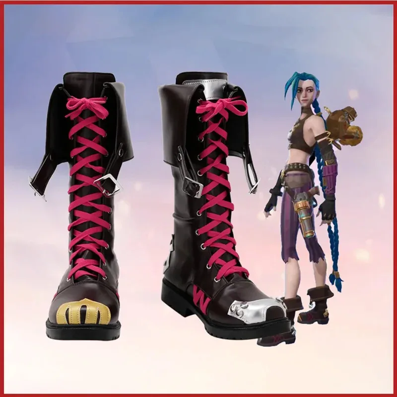 Arcano: LoL Jinx, zapatos de Cosplay, botas para mujeres adultas y niñas, accesorios de disfraces de fiesta de Carnaval y Halloween hechos a medida