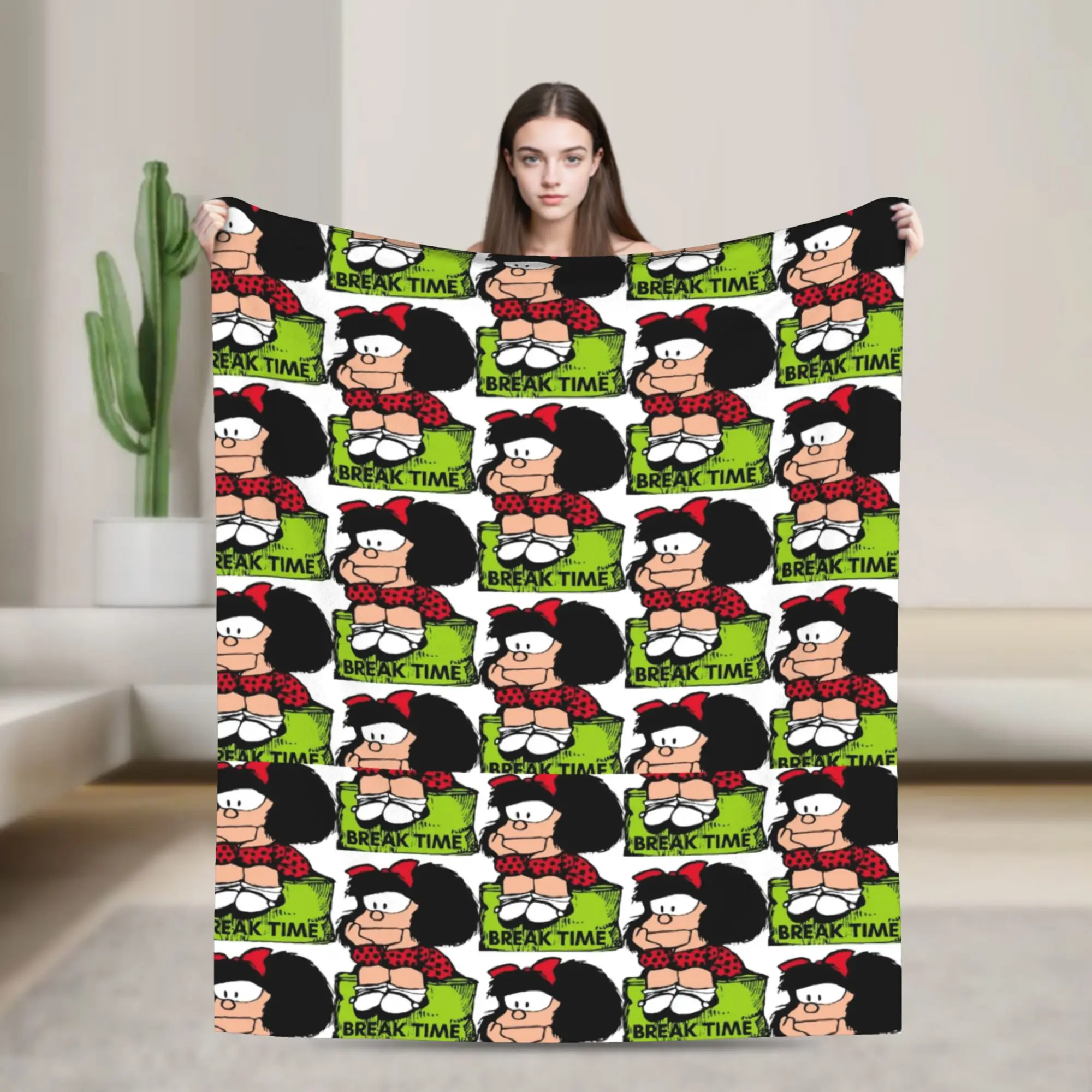 

Mafaldas Break Time Sitting and Relaxing Position Flannel Blankets Creative Throw Blanket for Home Hotel Sofa 125*100cm Quilt,