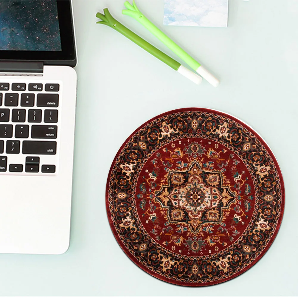 Persian Carpet Pattern Round Mini Mouse Pad Table Pad Anti-slip Mat Desktop Computer Mat Gaming Keyboard 22x22 Gamer Rug