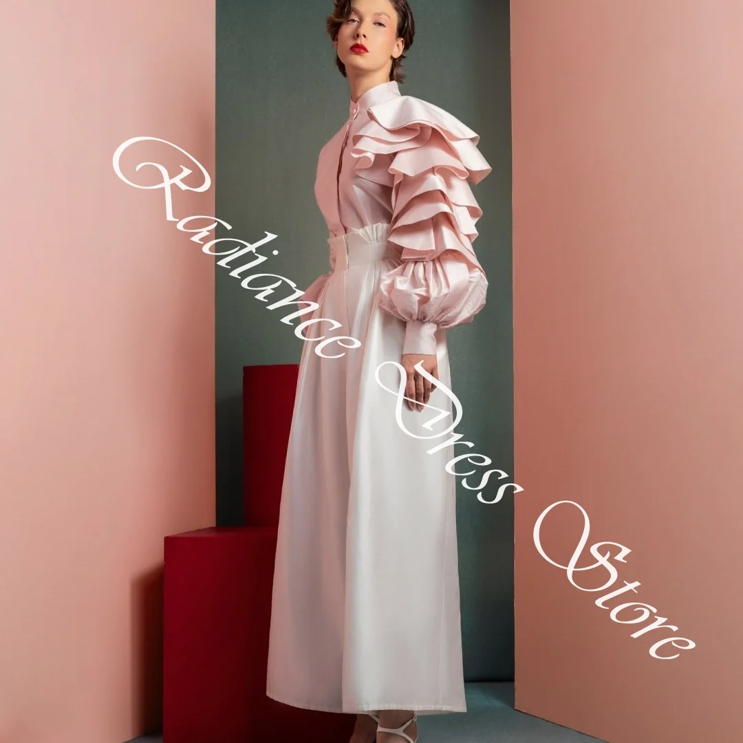 Robe de soirée en Satin délicat, personnalisée, boutons droits, manches longues, col haut, robes d'occasion spéciale, fête douce