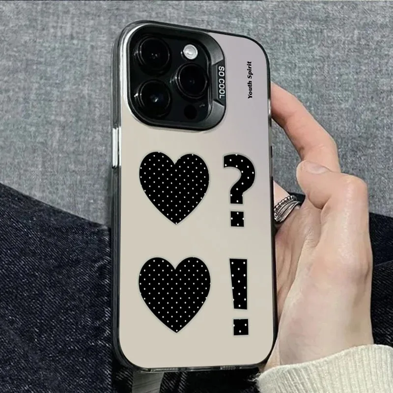 

Polka Dot Heart Question Mark Pattern Phone Case For iPhone 17 16 15 14 Plus 13 12 11 Pro MAX 17 Air 16E Shockproof Back Cover