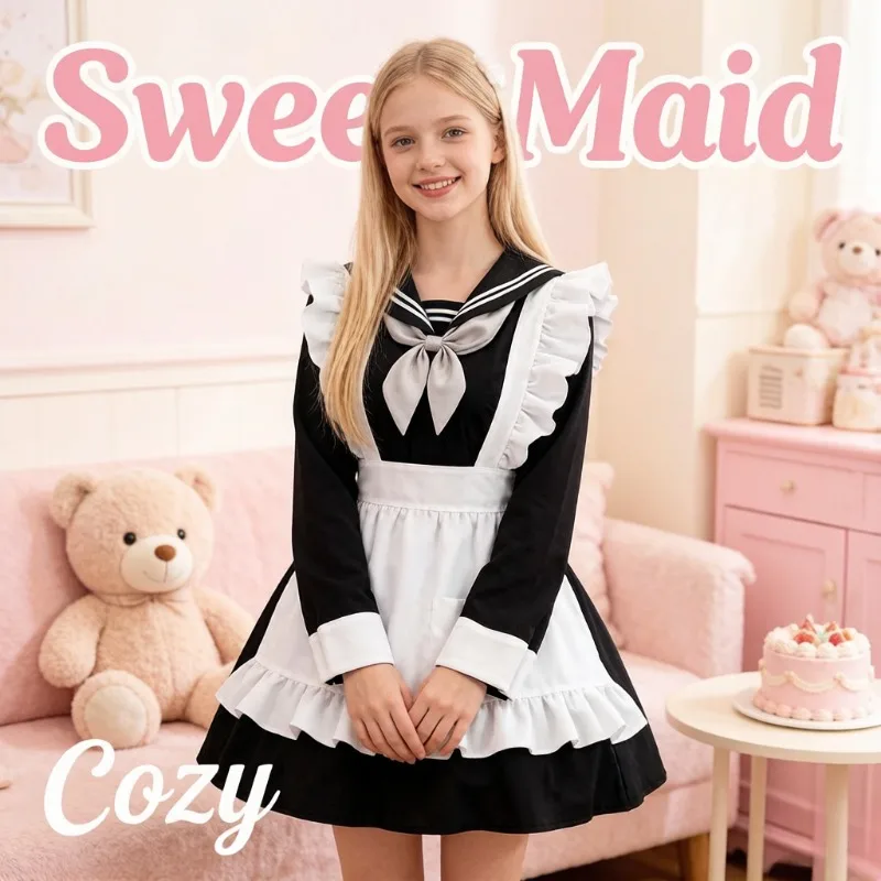 

Sweet Sailor Lolita Maid Dress S-5XL Kawaii Cosplay Costume Anime Uniform Women Party Fancy Dress Apron Choker Headwear Japanese