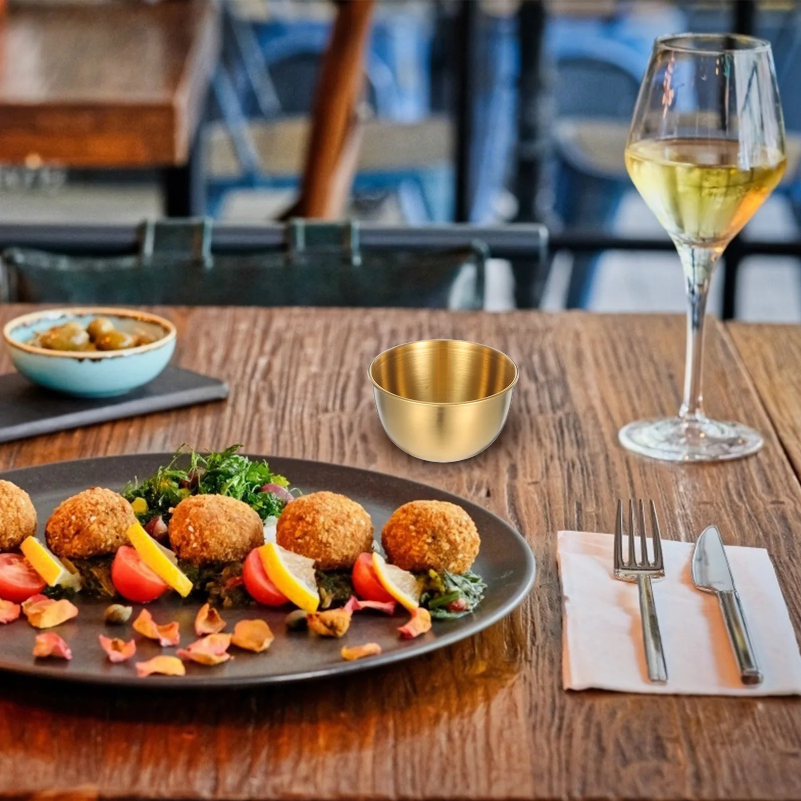 

5pcs Stainless Steel Dipping Sauce Bowls Food-Grade Polished Condiment Cups Smooth Stackable Design For Sushi Soy Sauce Ketchup