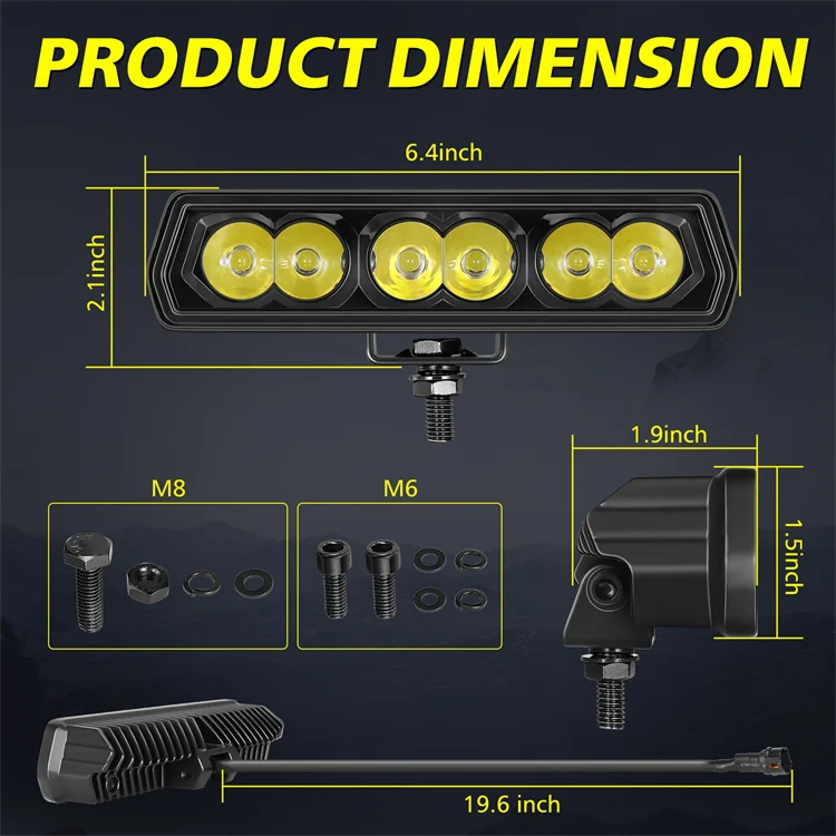 12V 30W Hyper Spot Beam White Light 6 Inch E Bike Light Bar Led Headlight for Sur Ron Lbx Talaris Segway