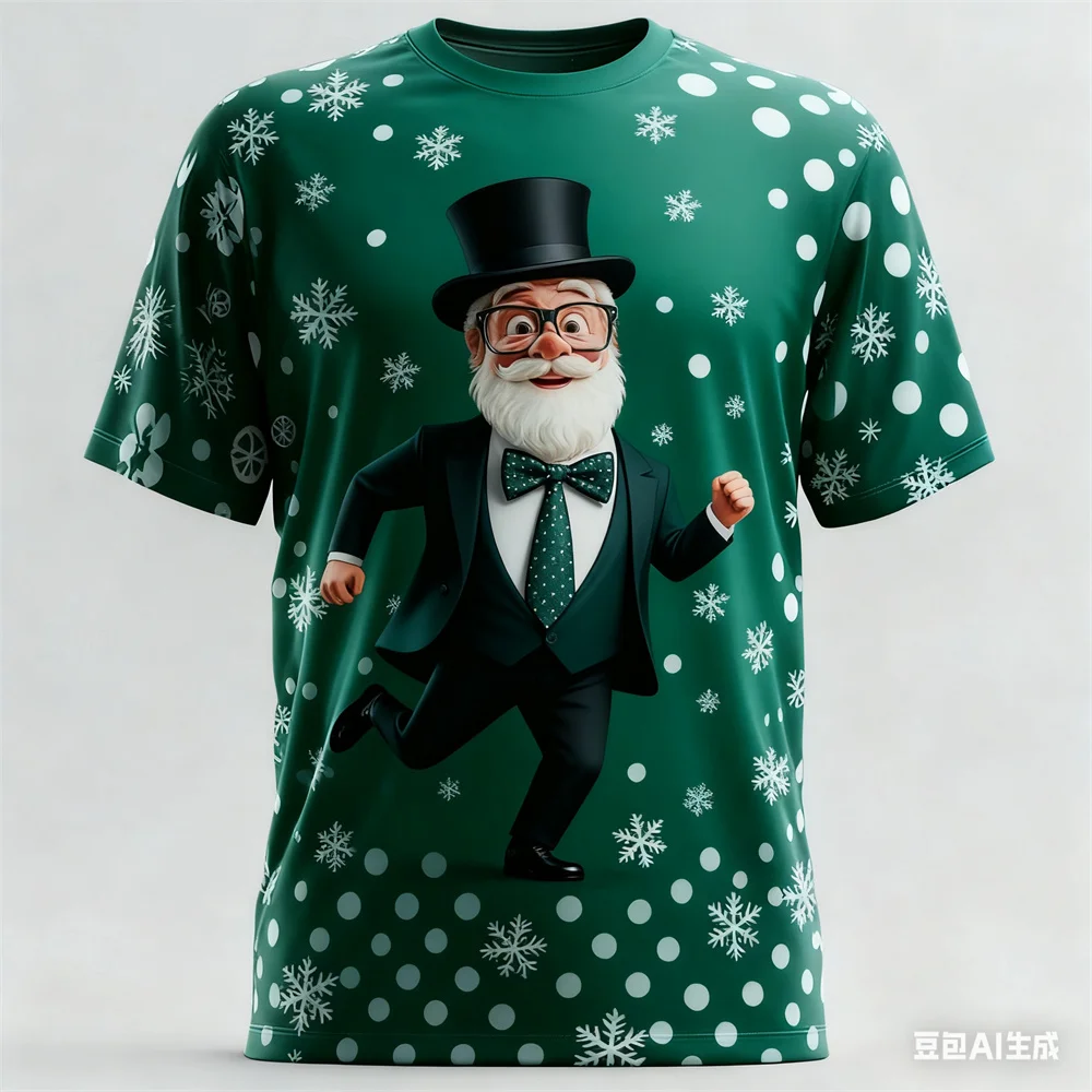 عيد الميلاد تي شيرت رجالي ثلاثية الأبعاد متعة سانتا كلوز طباعة الرجال المرأة الجولة الرقبة تي شيرت سريعة الجافة تي شيرت للرجل ملابس للرجال الطرف #3