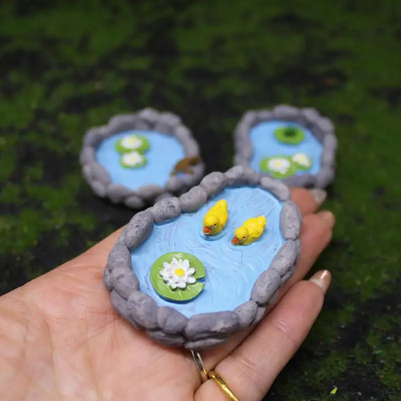 Miniature Landscape Mini Pool Model DIY Miniatures Fairy Garden Decor Micros Ponds Resin Craft Ornament Potted Bonsai Decor