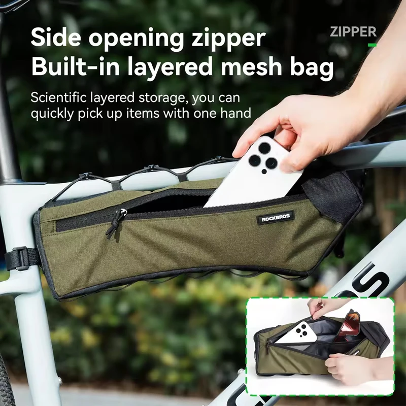 حقيبة الدراجة الإطار السفلي ركوب الخيل حقيبة محمولة 1.9L سعة كبيرة حقيبة دراجة سهلة التركيب الطبقات التخزين مريحة