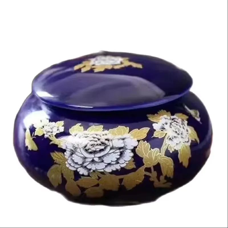 

Chinese Style Ceramic Tea Jar Household Moisture-proof Storage Tea Cans Vintage Ornament Decoration Home Ashtray Coffee Box