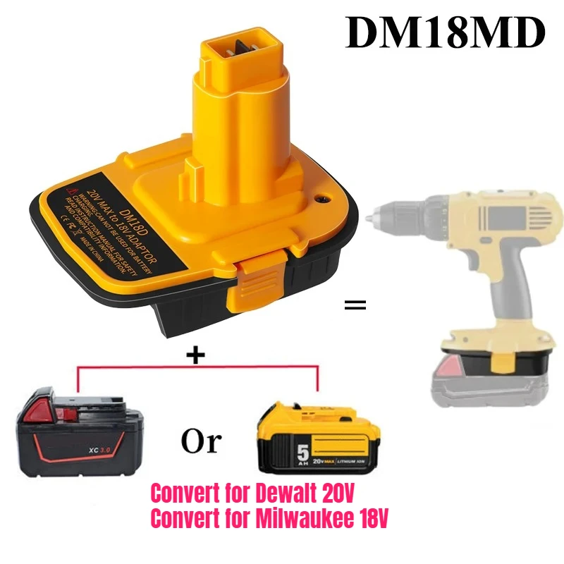

DM18D Battery Adapter Convert for Dewalt 20V for Milwaukee 18V Lithium-Ion Battery To for Dewalt 18V Battery with USB