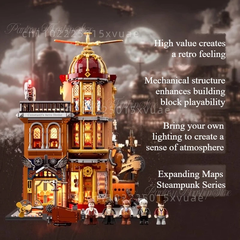 Steampunkowy Klub Fling Klocki Światowy Klub Lotniczy Budowa Dużej Maszyny Model do Składania Kolekcja Ozdoba Prezent