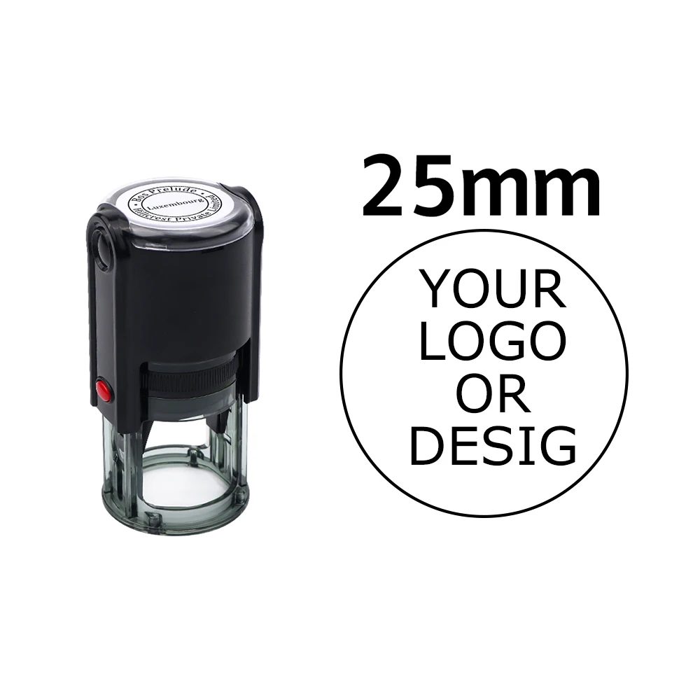 Benutzerdefinierter selbstfärbender Stempel 25/30/40/50 mm rundes Logo-Design P personalisierter Presstyp-Tintenstempel für Hochzeitseinladungsumschläge