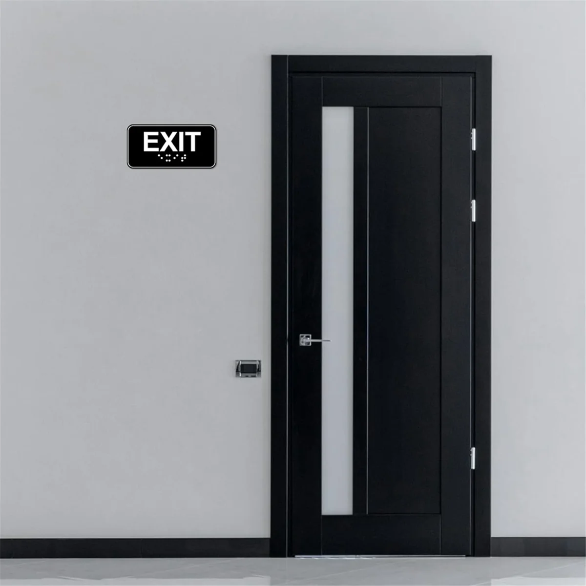 

A002 4pcs Exit Sign with Braille, 6x3in Emergency Exit Sign Plastic Exit Warning Signage with Adhesive Mounting Strips