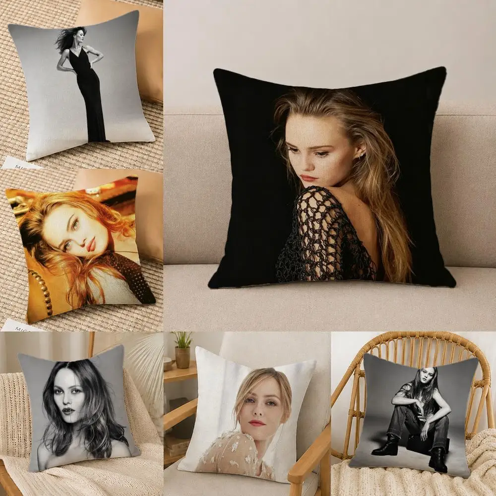 Funda de Cojín V-Vanessa Paradis, Juego de Fundas de Almohada de Lino Natural, Decoración Todo en Uno para Sofá, Dormitorio y Silla