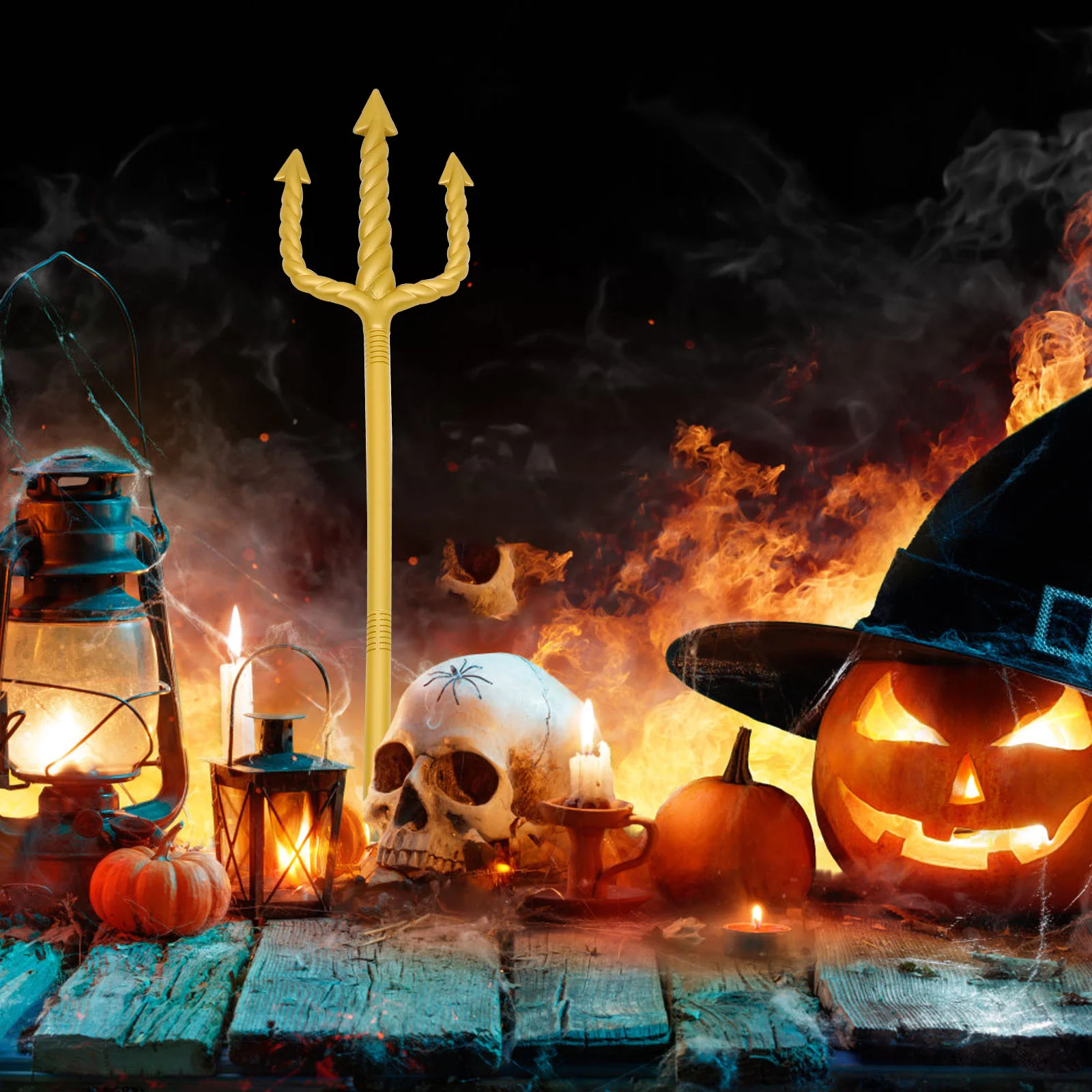 Trident Cosplay Demon Prop Party Vork Halloween Kinderkostuum Accessoires Riet