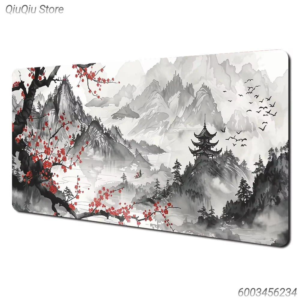 Rot-schwarze Kunstdesign-Landschaften Mauspad aus Gummi, rutschfeste Schreibtischunterlage, Gamer-PC-Zubehör, Gaming-Matte, Tastatur-Erweiterung, Mauspad