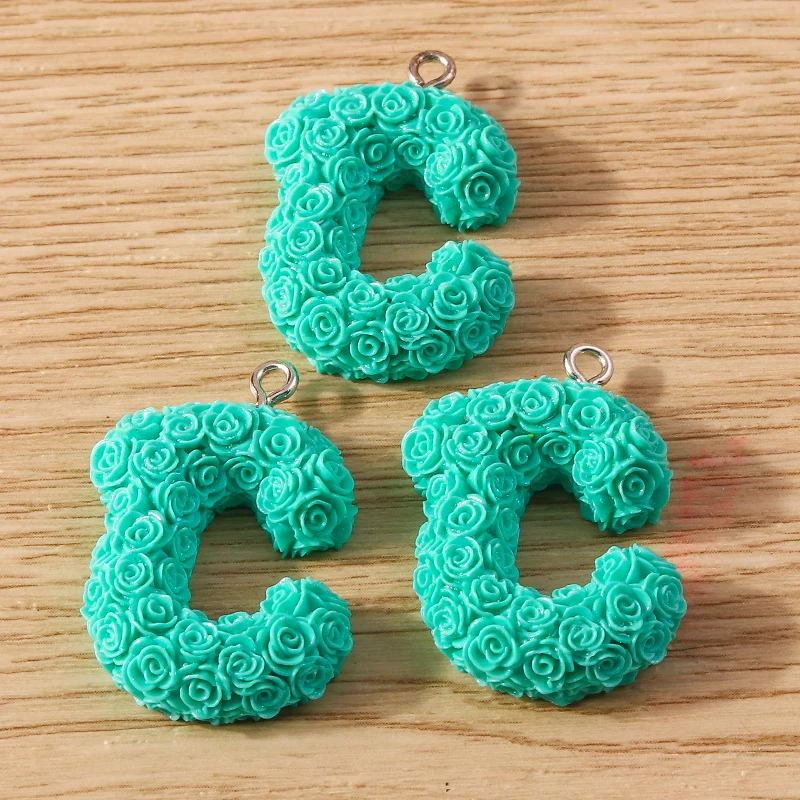 10pcs Colorful A-Z Alphabet Flower 26 Letters Charms Pendant for Jewelry Making Drop Earrings Necklace Keychains DIY Crafts Gift