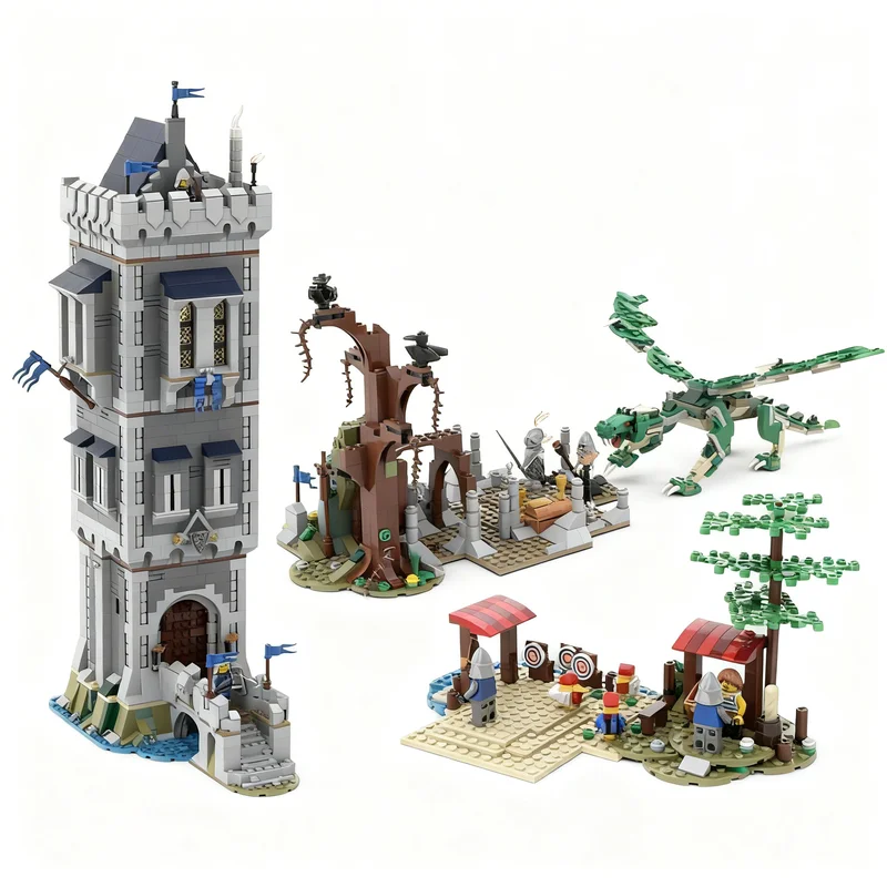 2845pcs MOC Black Falcon Kingdom Castle Model Building Blocks Toy Education Collection Assemble Brick Birthday Idea 3D Creative