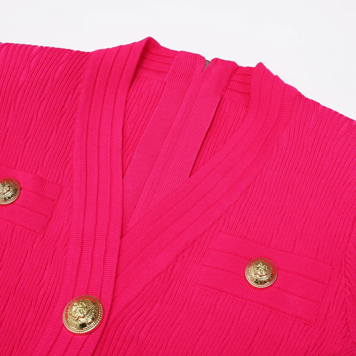 

2665 High-Quality New Fashionable Temperament Commuting Gold Buckle Knitted Fabric V-Neck Slim Fit Short Sleeved Dress