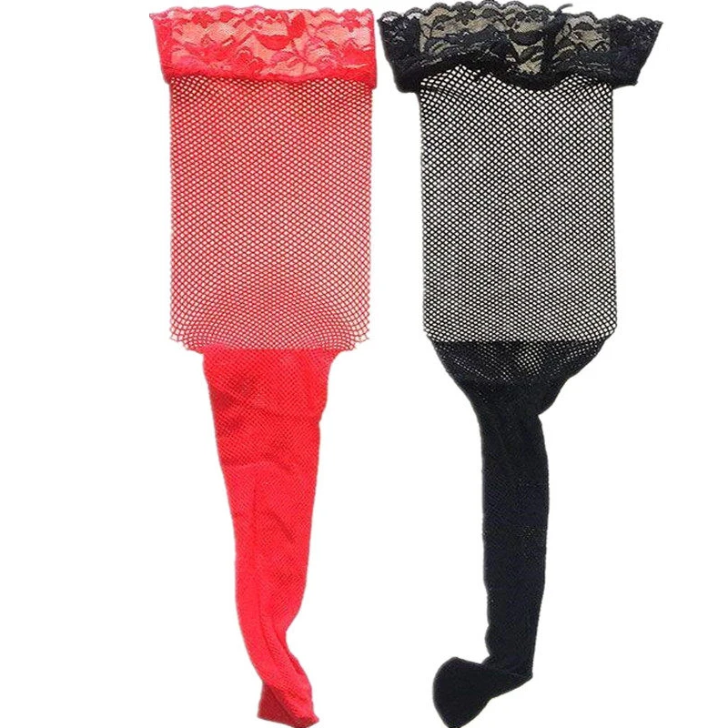 Lingerie Open Crotch Stockings Thigh-High Stockings Lace Trim Sexy Fishnet Stockings Seductive And Alluring
