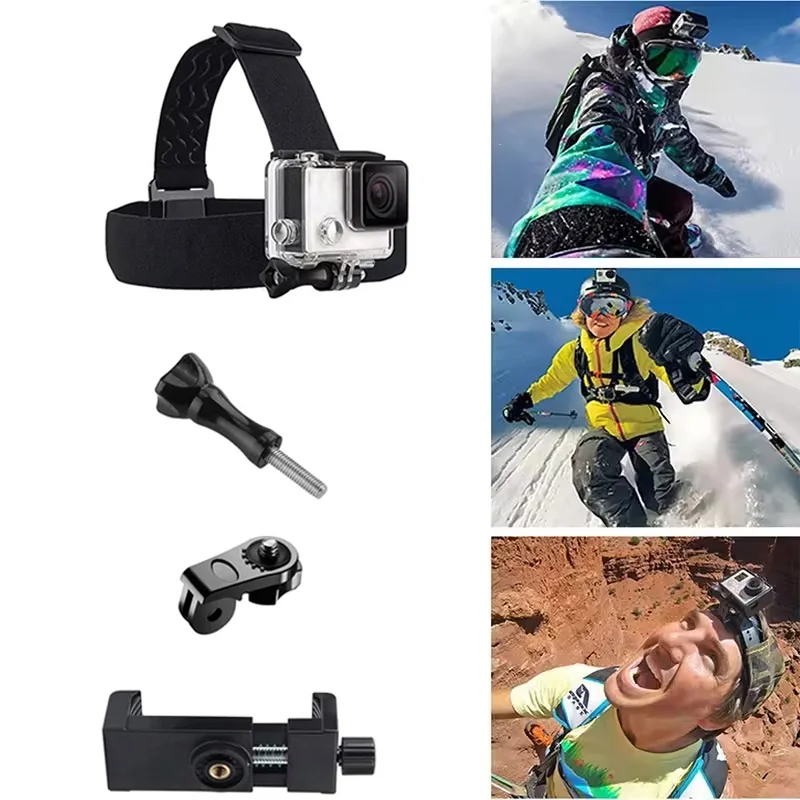 Head Mount Strap Mobile Phone Bracket For iPhone Smartphone For GoPro For Insta360 For AKASO With Phone Clip For Vlog Shooting