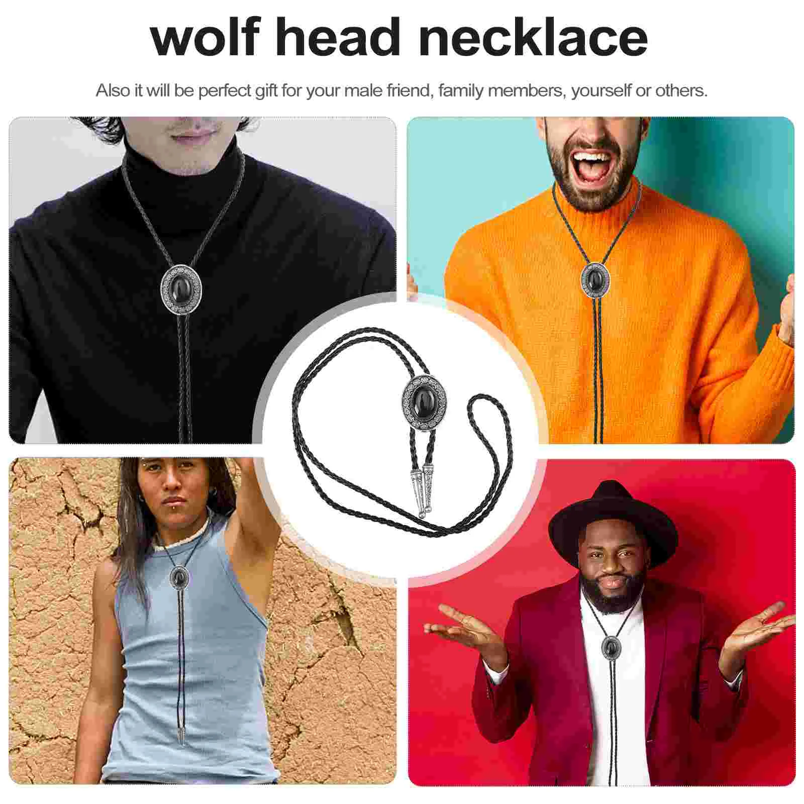 Tie Agate Neck Pendant Mens Necklace Male Necktie Bolo Shirt Chain Man Necklaces