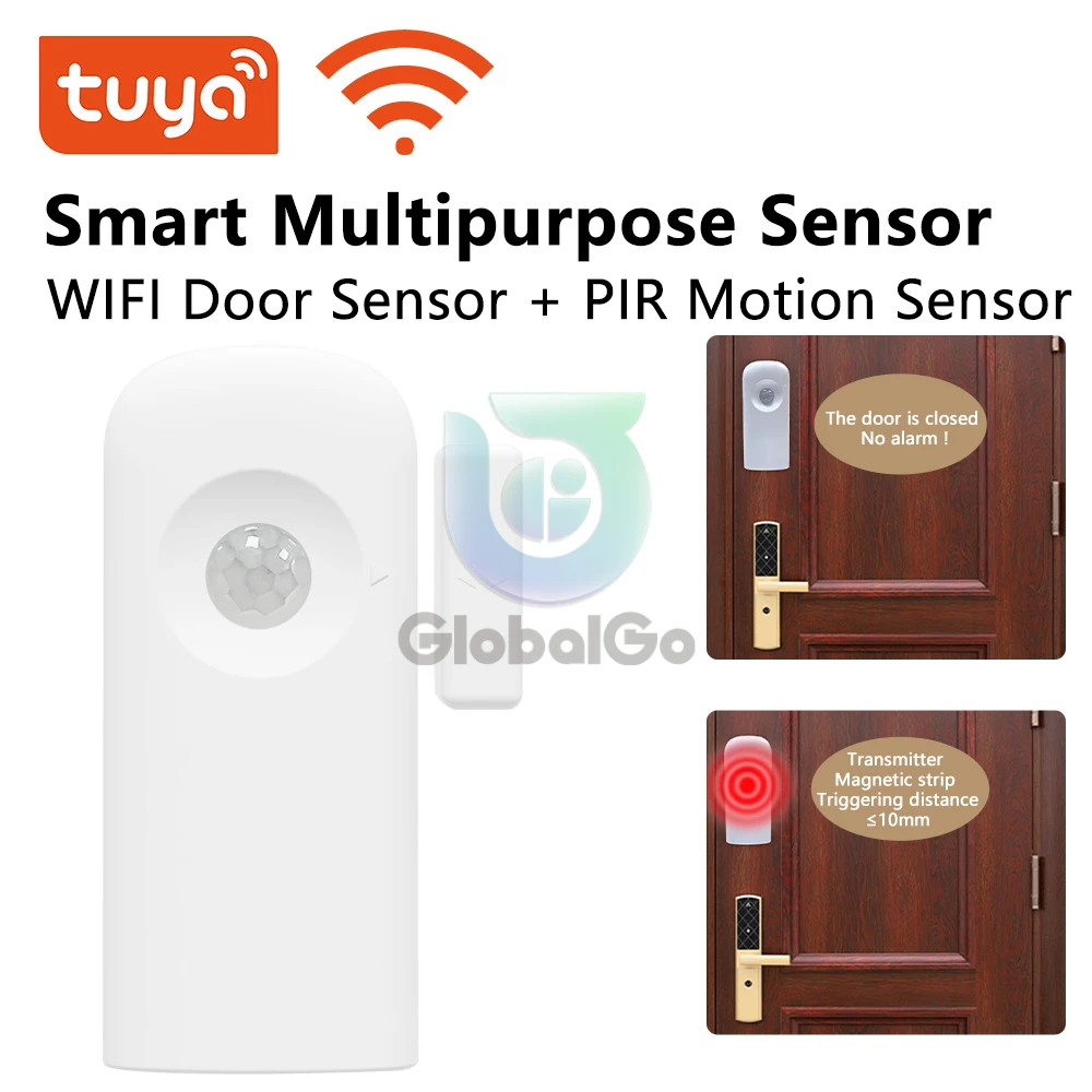 Tuya Smart WIFI Многофункциональный датчик PIR Датчик движения человека Дверной выключатель окна Детектор 2 в 1 Умный дом Безопасность Smart Life