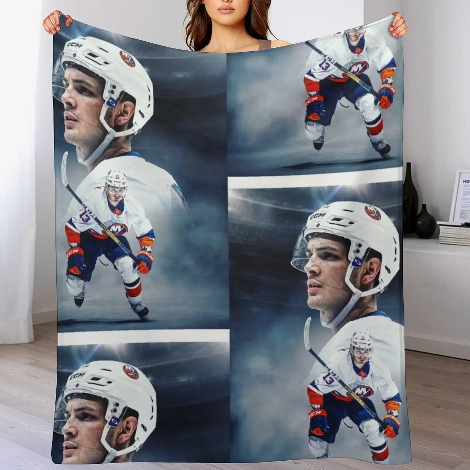 Mathew Barzal Throw Blanket Anti Shedding Soft Fuzzy Blanket for Home