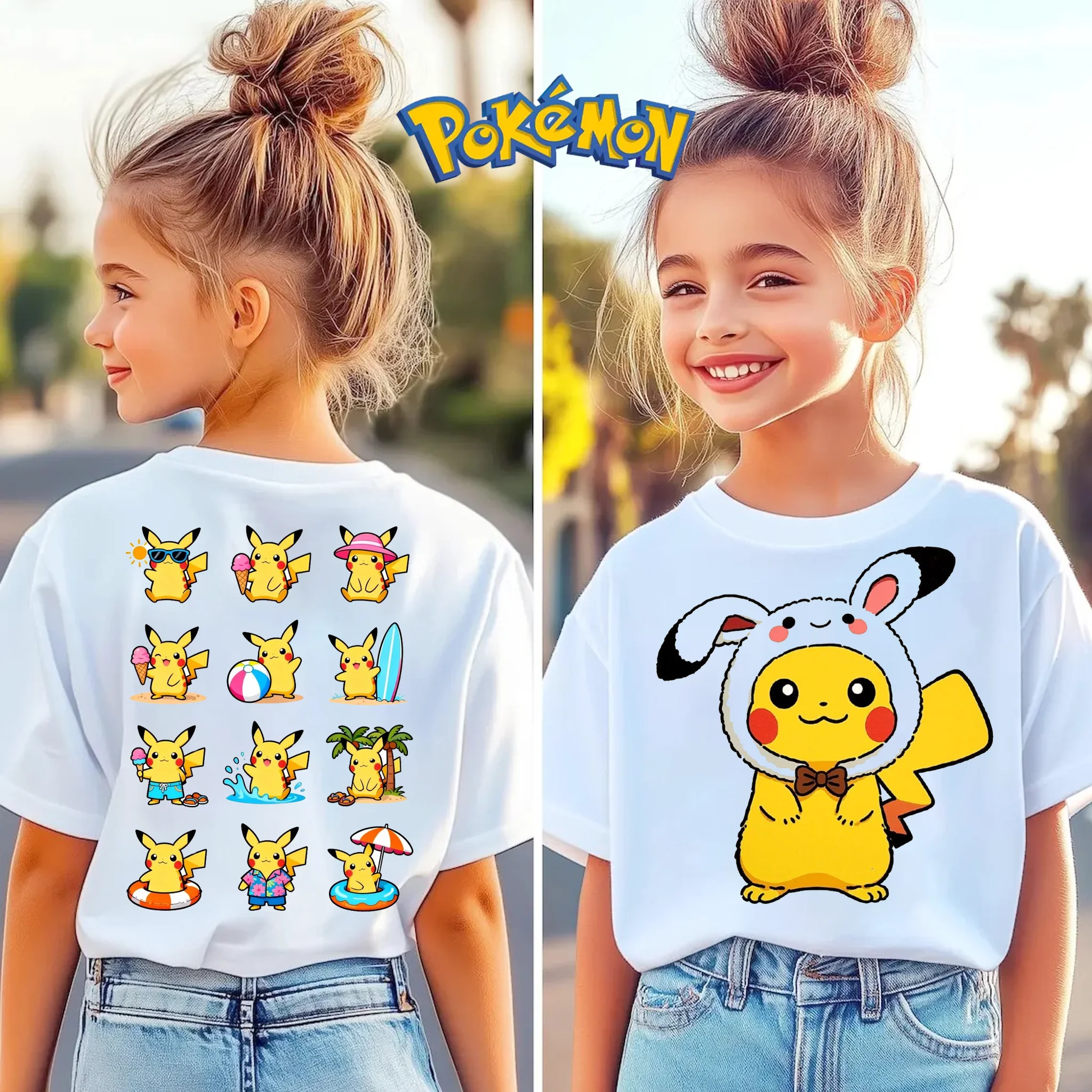 

Футболка с изображением покемонов для мальчиков и девочек, хлопковые топы с короткими рукавами, повседневная свободная детская футболка в стиле ретро, ​​футболка в стиле ретро Y2k, уличная одежда